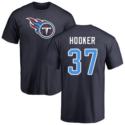 Tennessee Titans Men Navy Blue Amani Hooker Name and Number Logo NFL Football #37 T Shirt